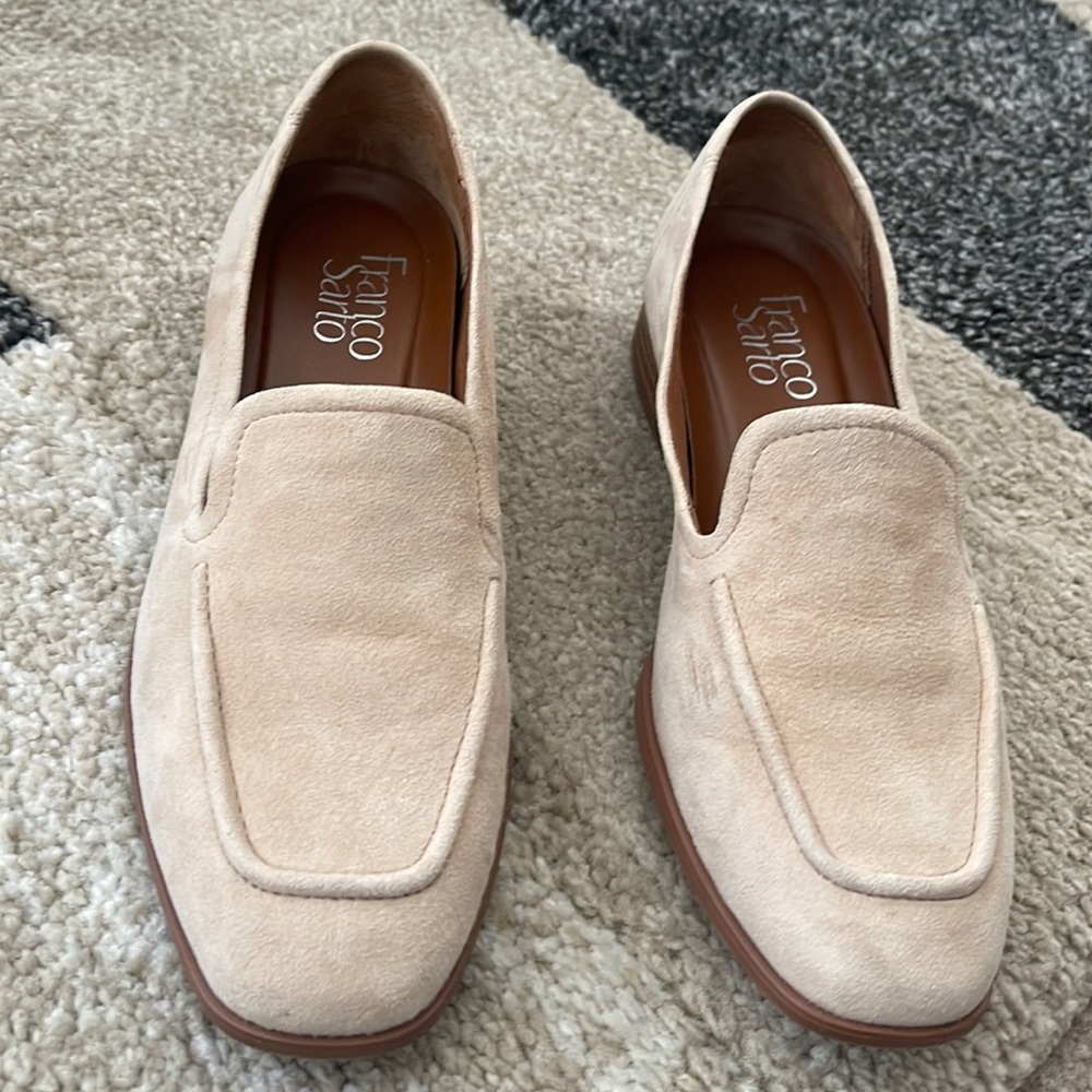 Franco Sarto Beige Suede Loafers